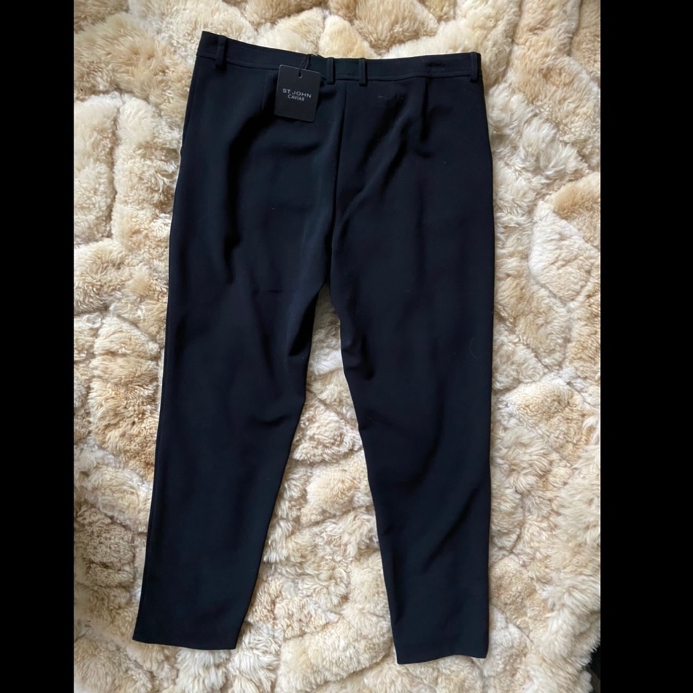 St. John Caviar black pant suit size 8 NWT, Saks 5th Ave, split leg $395 mint - Picture 2 of 4